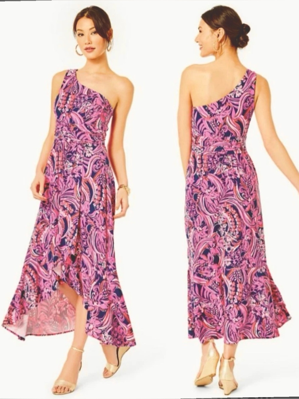Lilly Pulitzer midi dress  MONICO ONE SHOULDER  Sz M